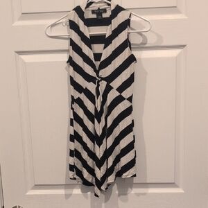 Chico's Black and White Diagonal Striped Tunic